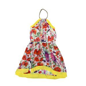 Jessica Simpson, Yellow/Red/White/Green Floral Dress, Gold Necklace, Small, NWT